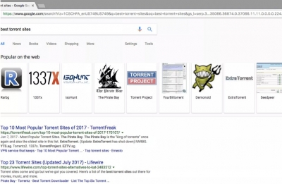 Поиск в Google показывает пиратские ресурсы по запросу "лучшие торрент-сайты"