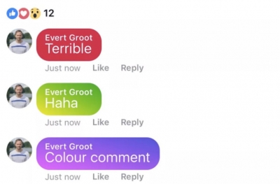 Facebook тестирует разноцветные комментарии