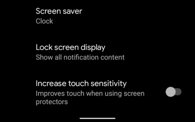 В Android 11 появилась настройка чувствительности сенсора экрана для использования с защитными пленками